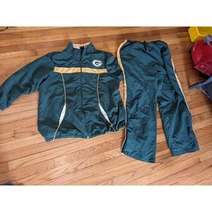NFL team apparel women's Green Bay packers tracksuit sweatshirt pants nylon set